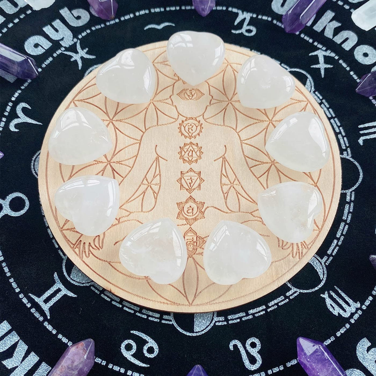 10 PCS Heart Clear Crystal Thicken Love Hearts Shaped Healing Crystals Natural Stones Palm Real Gemstones Set Reiki Energy Balancing Carved Palm Worry Stone Meditation Bulk Love Gift