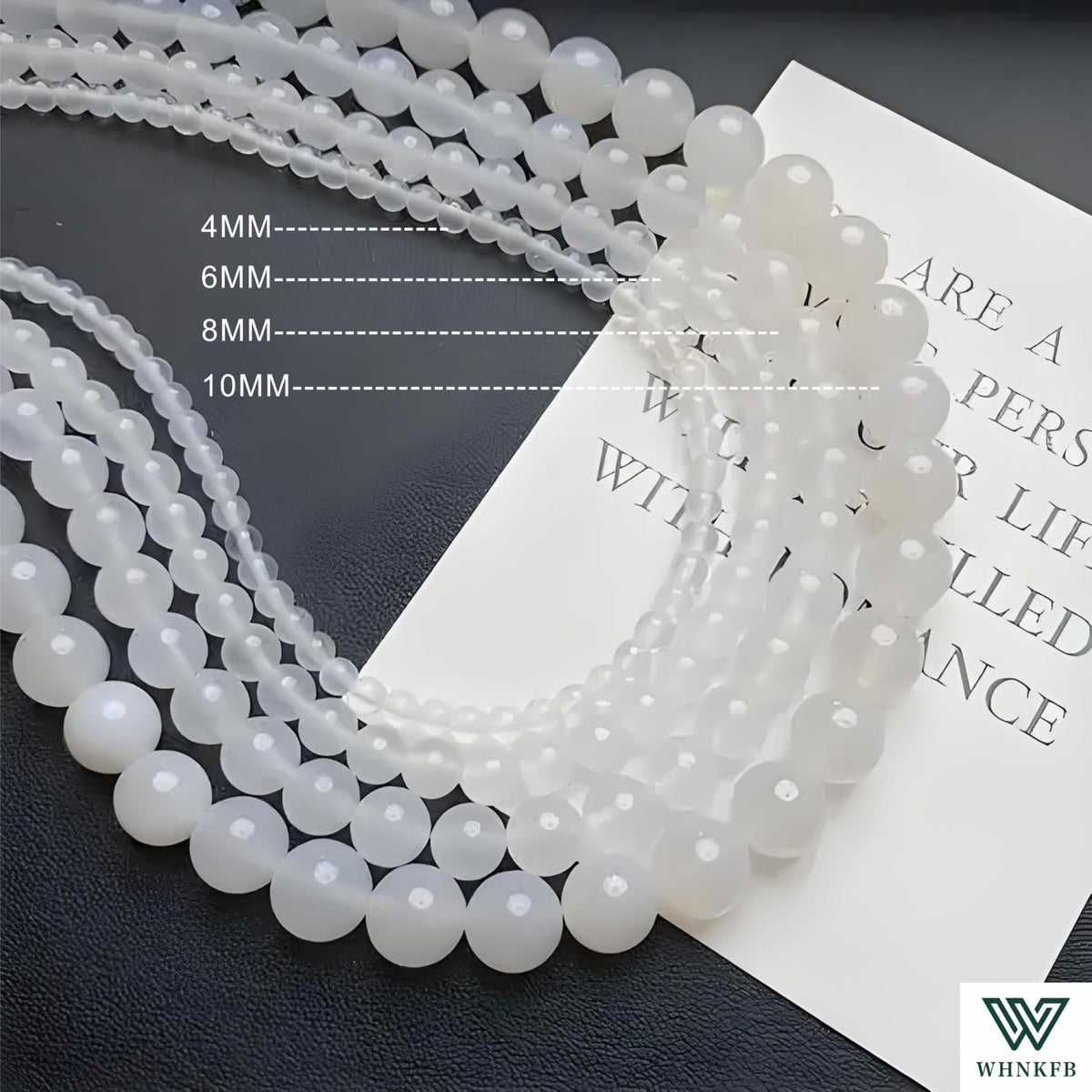 WHNKFB 6mm 100PCS Natural White Agate Round Beads, Banded Loose Stone Beads for Jewelry Making Craft - 4mm 6mm 8mm 10mm Options with Free Elastic Cord