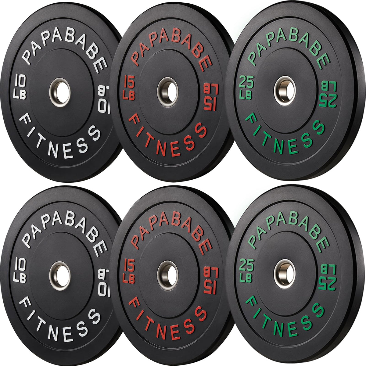 PAPABABE Strength Training Bumper Plates 100lb Set Olympic Weight Plates Rubber Bumper Plates with Steel Insert Home Gym Workout Weights Plates 2 Inch Barbell Weights For General Fitness