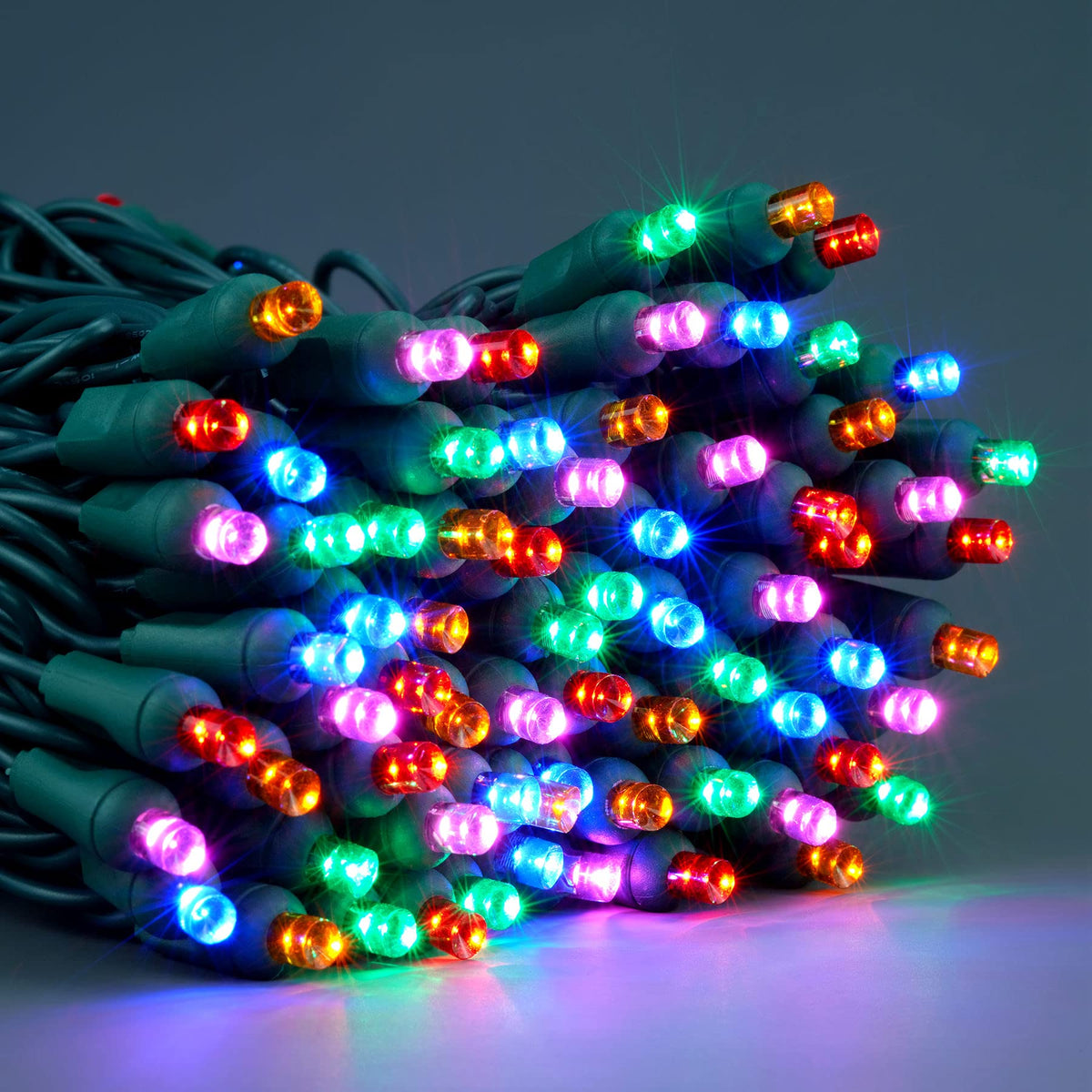 YULETIME 140 Multicolor Christmas Lights, 2-Set 24 ft 70 One-Piece 5mm LED