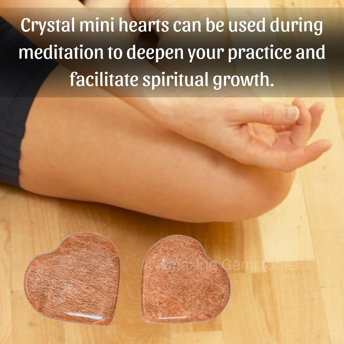 Amazing Gemstone Peach Moonstone Stone Heart - Pack of 2 Crystal Heart Stones Rocks - Corazones De Piedra Crystals and Healing Stones Heart Shaped Crystal - Stocking Stuffers Gifts