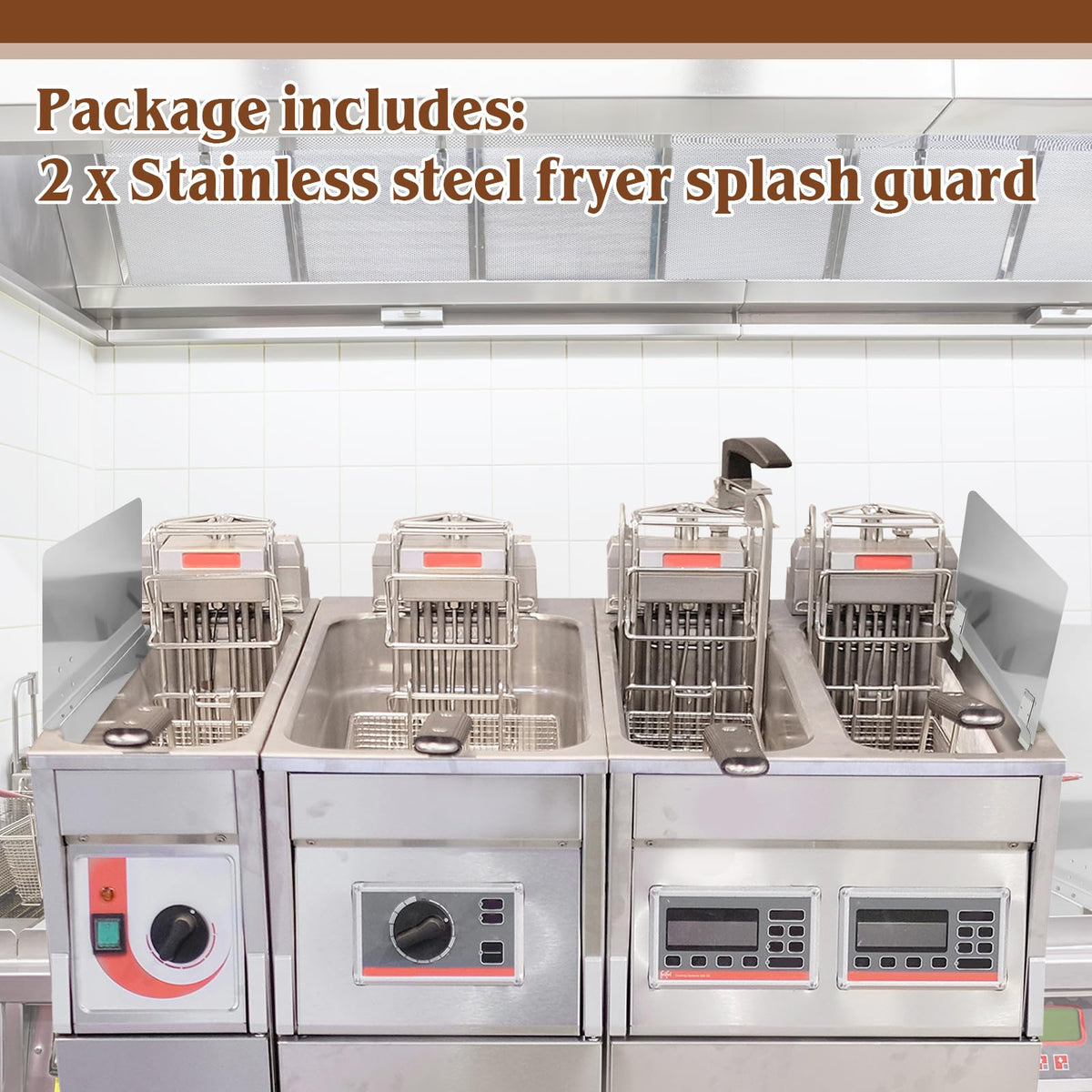 Ferraycle 2 Pack 20-1/2" W x 9" H 304 Stainless Steel Fryer Splash Guard for Stove & Kitchen, Oil Splatter Screen Protection, Heavy Duty Grease Barrier for Frying, Grilling, Easy Clean, Universal Fit