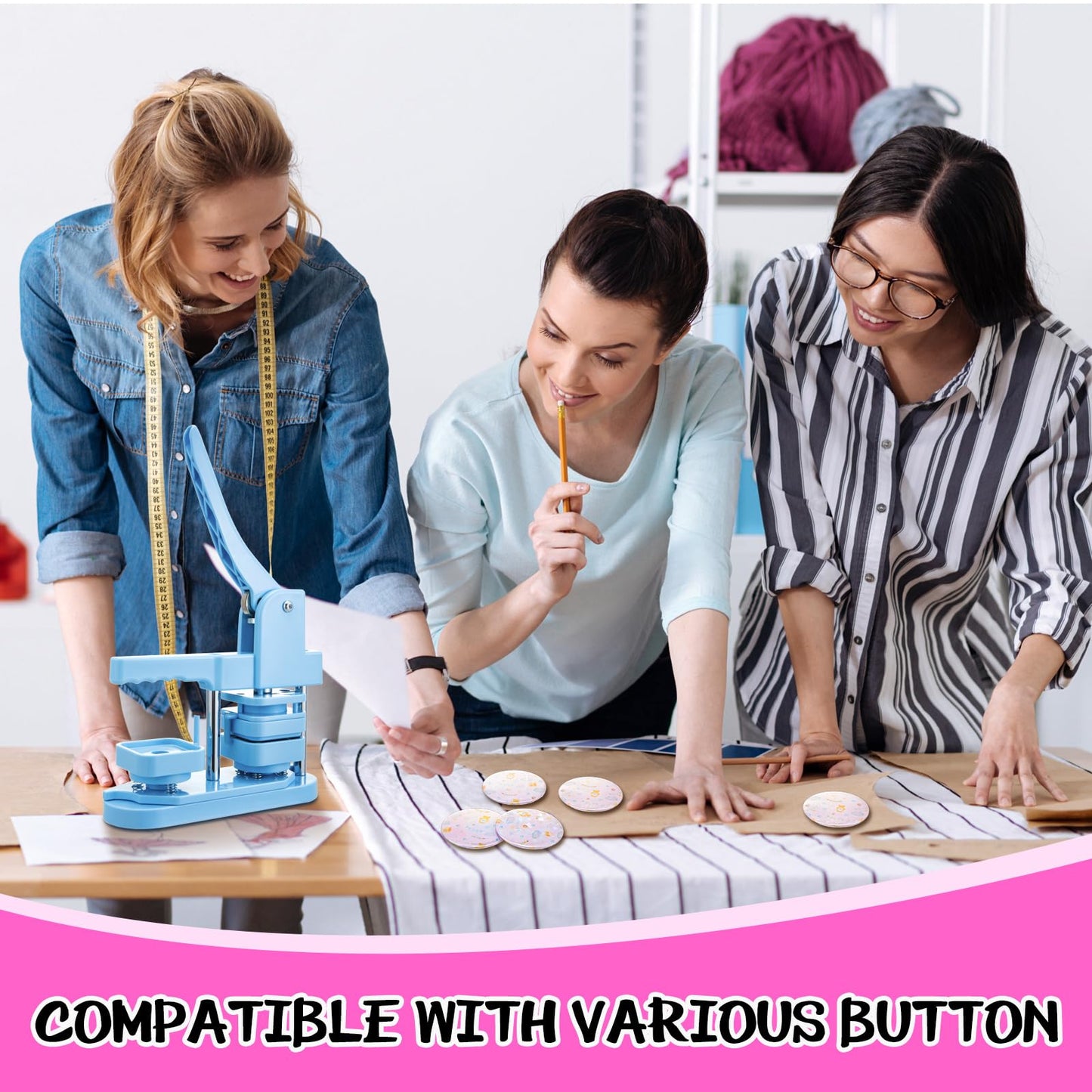 Humyoun 200 Sets 2.25 Inch 58mm Button Maker Supplies for Pin Maker Machine Kit Including 200 Holographic Sparkling Films, 100 Laser Back 100 Starry Back and 200 Shell for Button Press