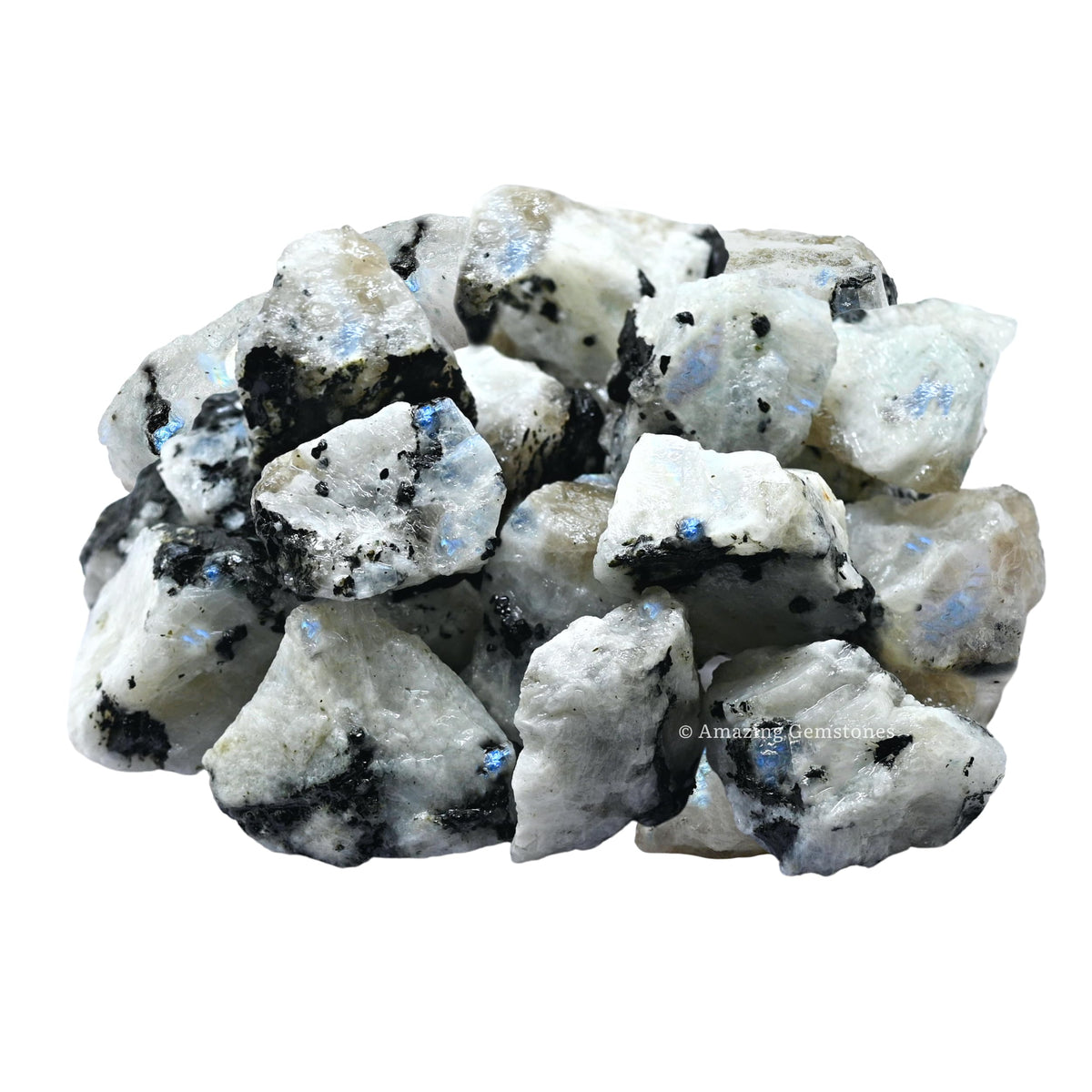 Amazing Gemstone Rainbow Moonstone Raw Crystals and Healing Stones, Natural Rocks for Tumbling and DIY Raw Stones and Crystals (1 lb)