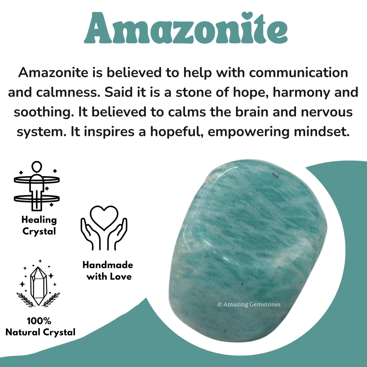 Amazing Gemstone Amazonite Crystals and Healing Stones Tumbled - 1 oz, Natural Healing Stones for Energy Balance, Stress Relief - Premium Polished Gems Rocks for Meditation and Wellness