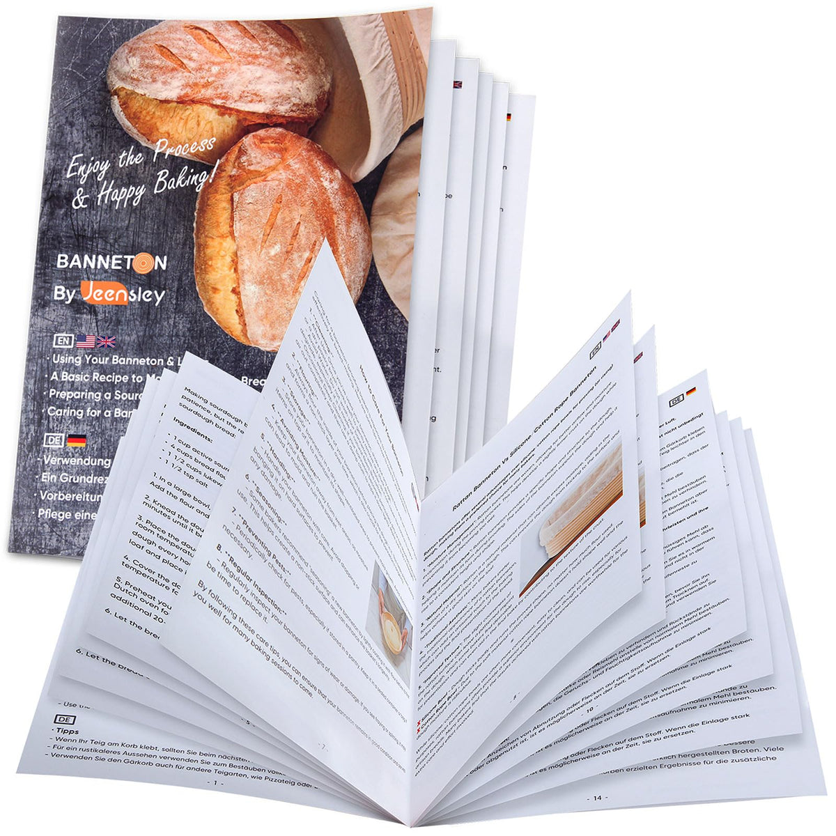 Jeensley Banneton Bread Proofing Basket with Brochure Set of 2, Sourdough Baking Supplies for Rising, Round & Oval Proving Baskets with Liners, Handmade from Quality Natural Indonesian Rattan