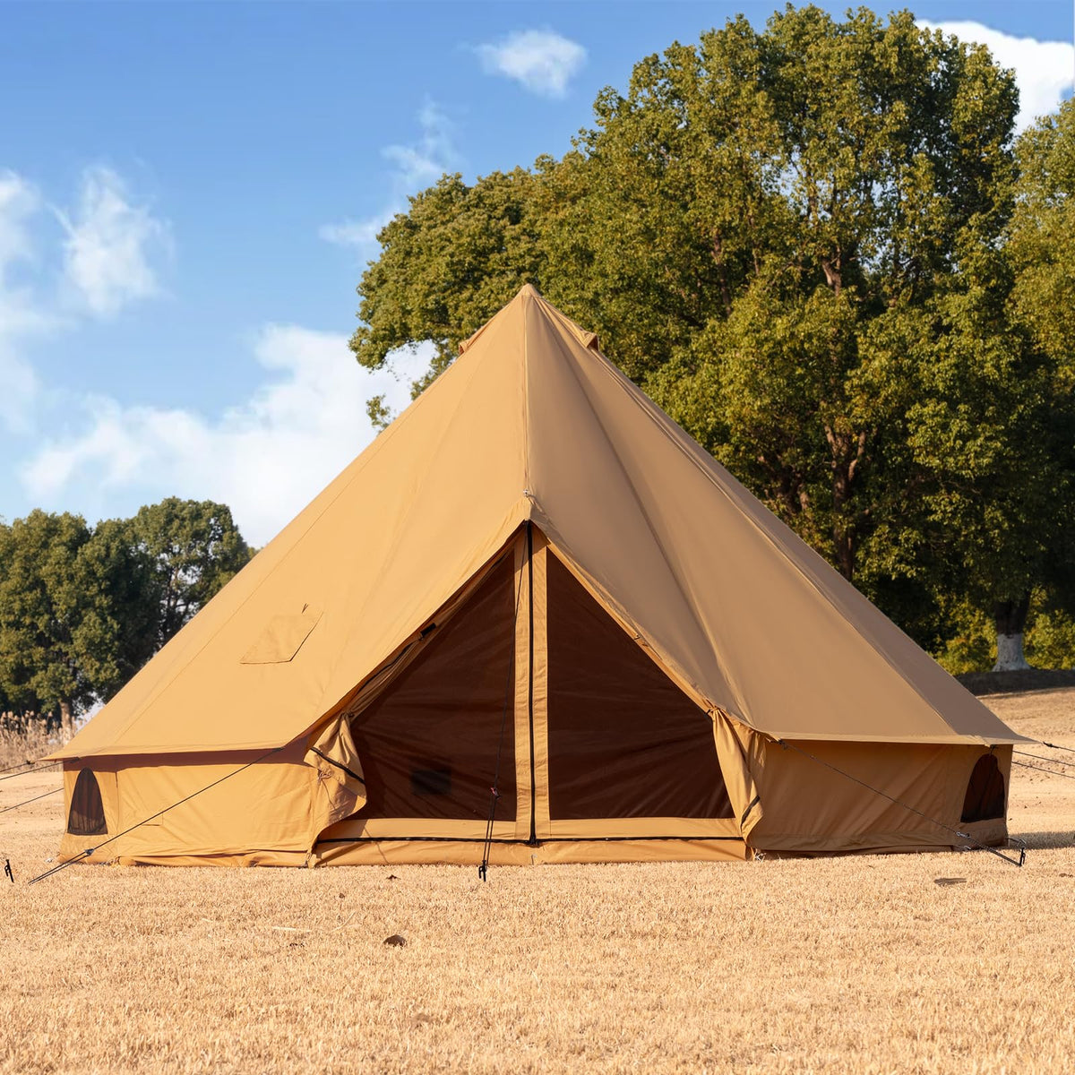 WaldZimmer Canvas Bell Tent Ginger 16.4ft with Stove Jack and Zipped Removable Floor, Luxury Outdoor Glamping Yurt Cotton Tent for Family Truck Car Camping Hunting Party