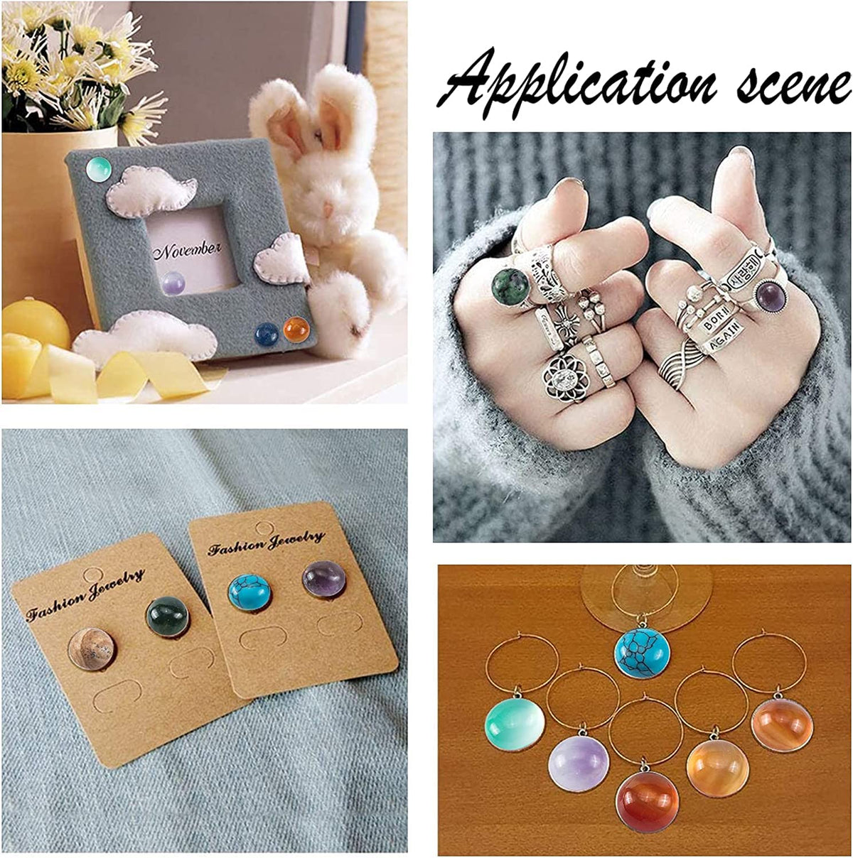 PH PandaHall 46pcs 23 Styles Stone Cabochons 8mm Gemstone Half Round Flatback Gemstones Beads Quartz Chakra Stone Crystal for Earring Necklace Bracelet Jewelry Making