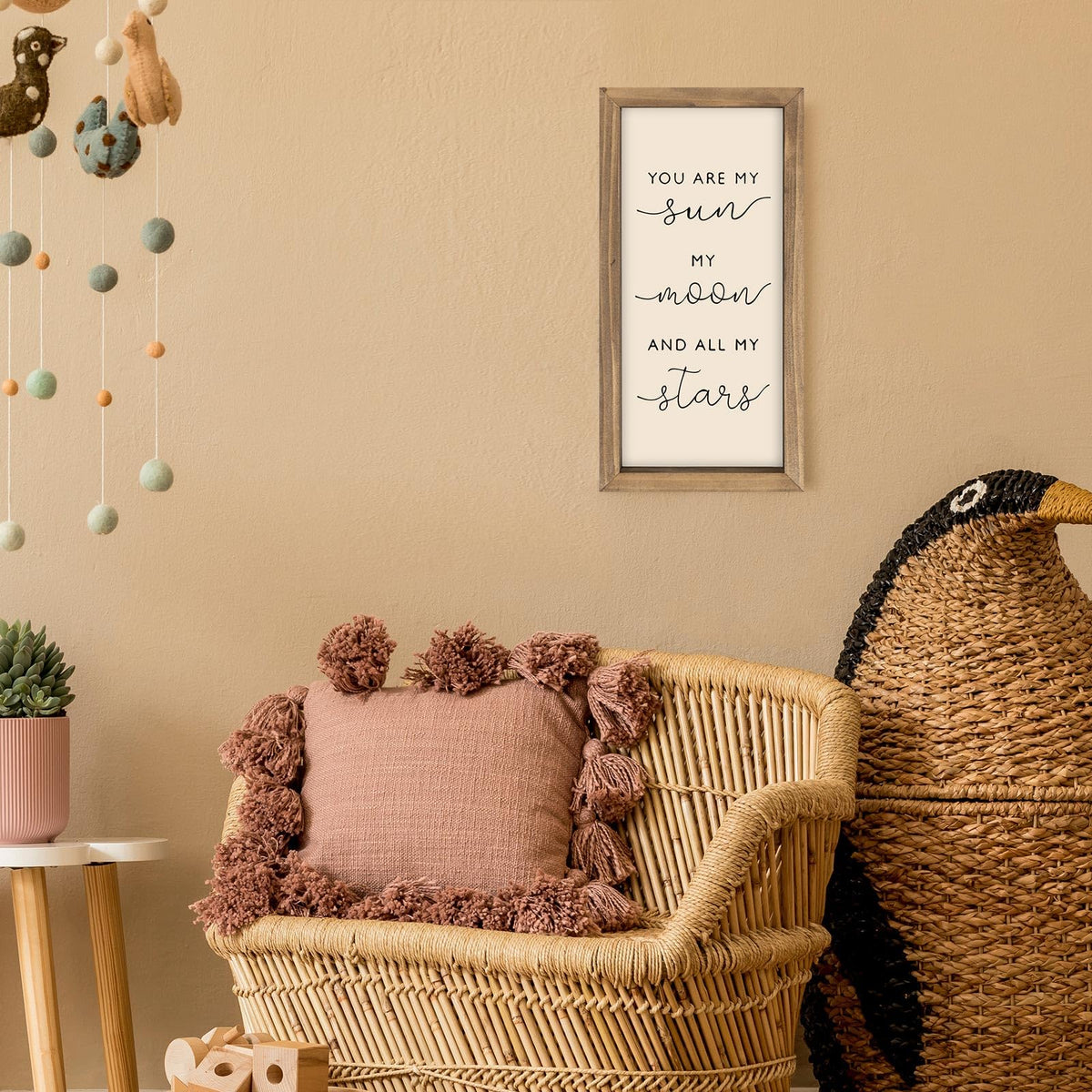 pechpell 11.8×5.9 In Nursery Wall Art, Wooden Sign Baby Room Wall Decor, You are My Sun Moon and Star Rustic Space Themed Kids Girl Boy Teen Room Bedroom Playroom Farmhouse Decorations for Home