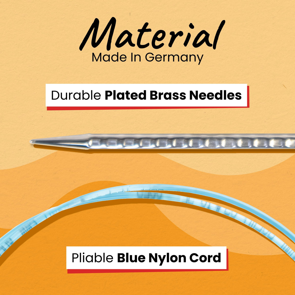 skacel by addi Rocket 2 (Squared) Circular Knitting Needles, Fixed 24 Inch (60 cm) Plated Brass Tips with Flexible Nylon Cord, 4.5 mm (US Size 7)