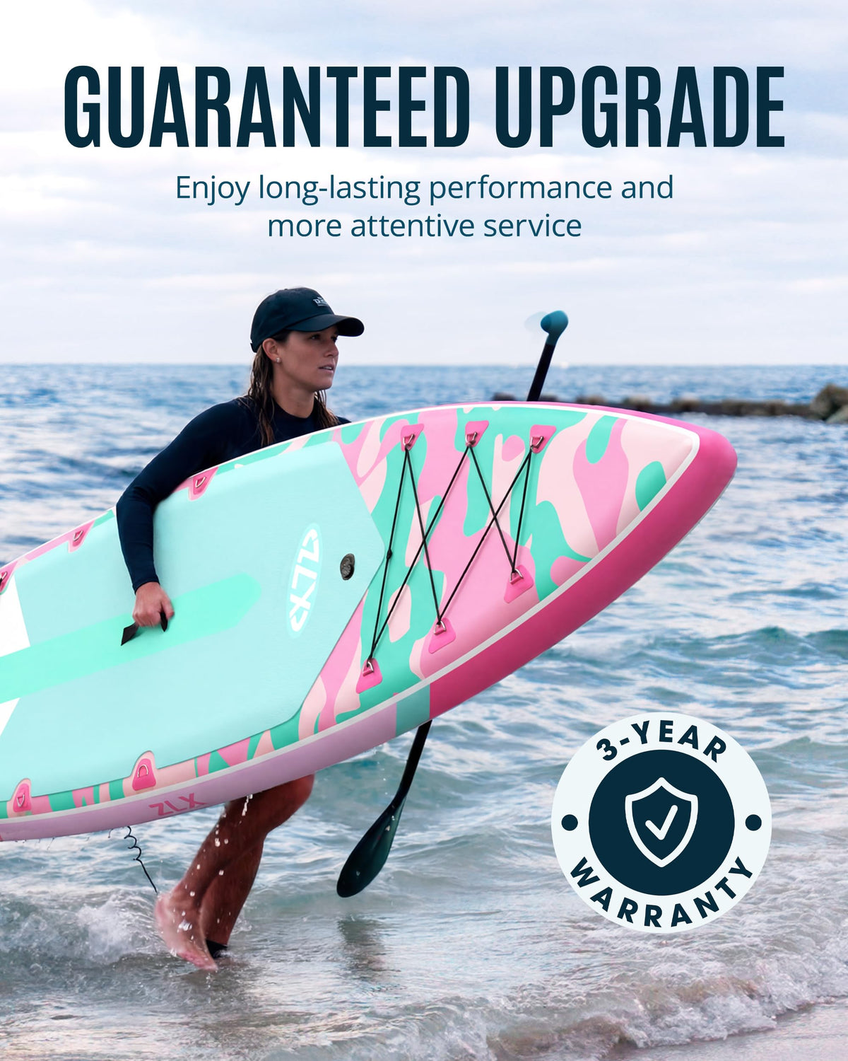 ZLX 11'6" Extra Wide Inflatable Paddle Board with Seat, Touring Stand Up Paddleboard, Fast Long-Distance SUP, Stable Center Fin, Portable Backpack & Accessories for Adults, 500lb/3 People/Family