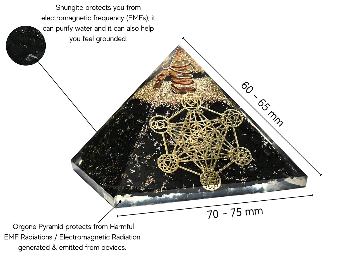 Amazing Gemstone Large Black Tourmaline Orgone Pyramid Crystal, Chakra Metatron Orgonite Pyramid - Positive Energy Healing