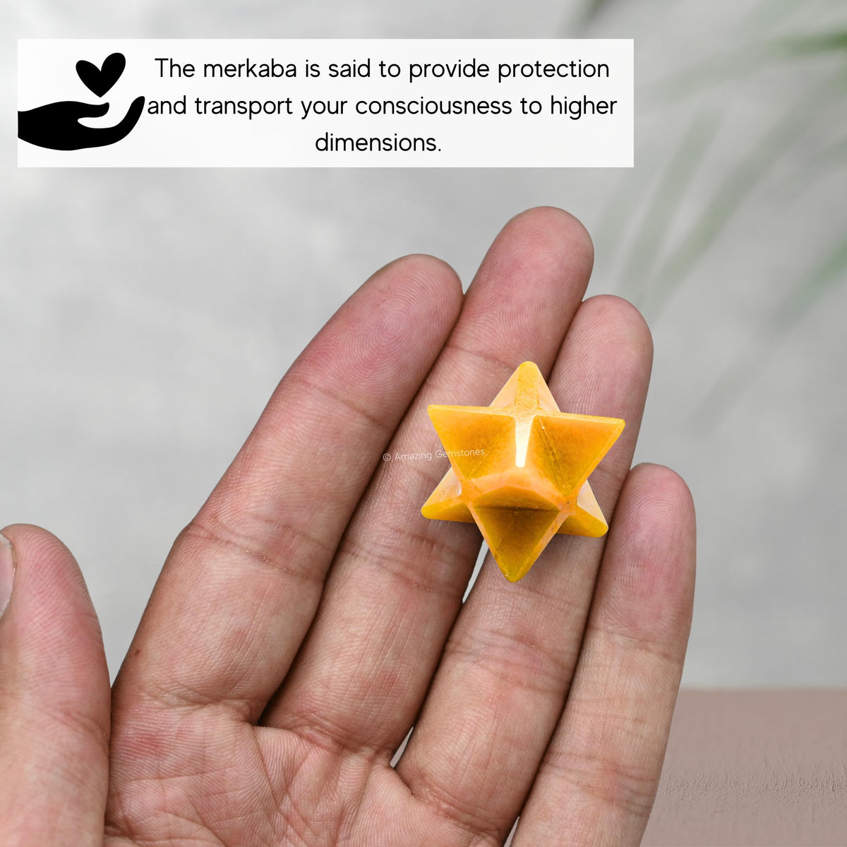 Amazing Gemstone Yellow Jasper Merkaba Crystal - 0.75 Inches Metaphysical Merkaba Star for Meditation - Energetic Tetrahedron Crystal and Healing Stones and Healing (15-20mm)