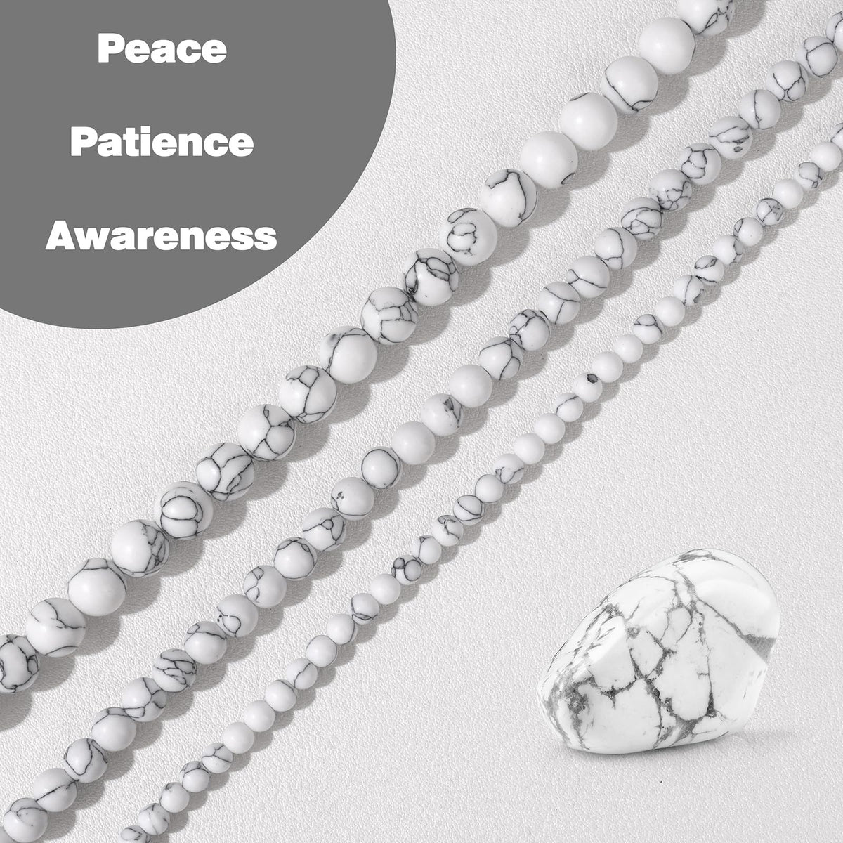 Raicegs 100pcs 8mm Howlite Beads Natural Gemstone Beads Round Loose Beads for Jewelry Making DIY Bracelets Necklace