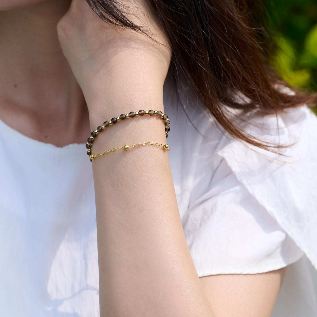 Farfume Smoky Quartz Crystal Bracelet Beaded Bracelets for Women 4mm Natural Stone Beads Gemstone Handmade Jewelry Valentine's Day Gifts