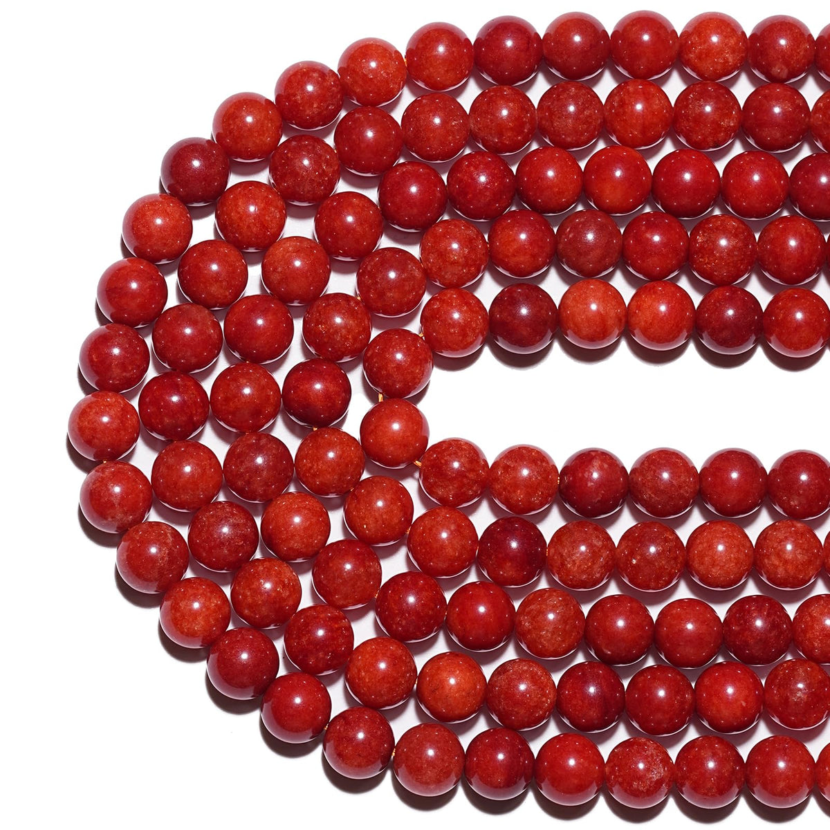 10mm Natural Red Coral Gemstone Beads Polished Round Smooth Stone Beads for Bracelets Jewelry Making 15inch Loose Beads