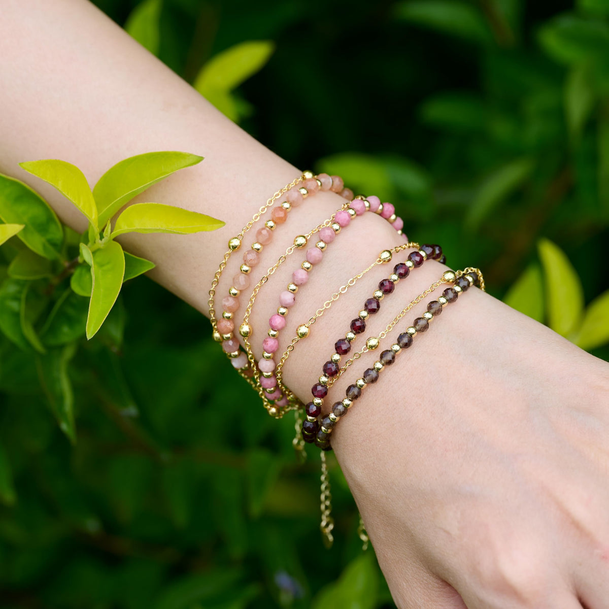 Farfume Sunstone Crystal Bracelet Beaded Bracelets for Women 4mm Natural Stone Beads Gemstone Handmade Jewelry Valentine's Day Gifts