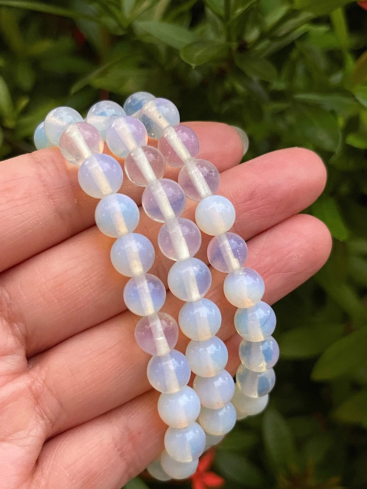 GAF TREASURES Opalite Crystal Bead Bracelet 8mm, Genuine Opalite Stretch Gemstone Bracelet, Healing Crystal Bracelet, Gift for Men & Women (1)