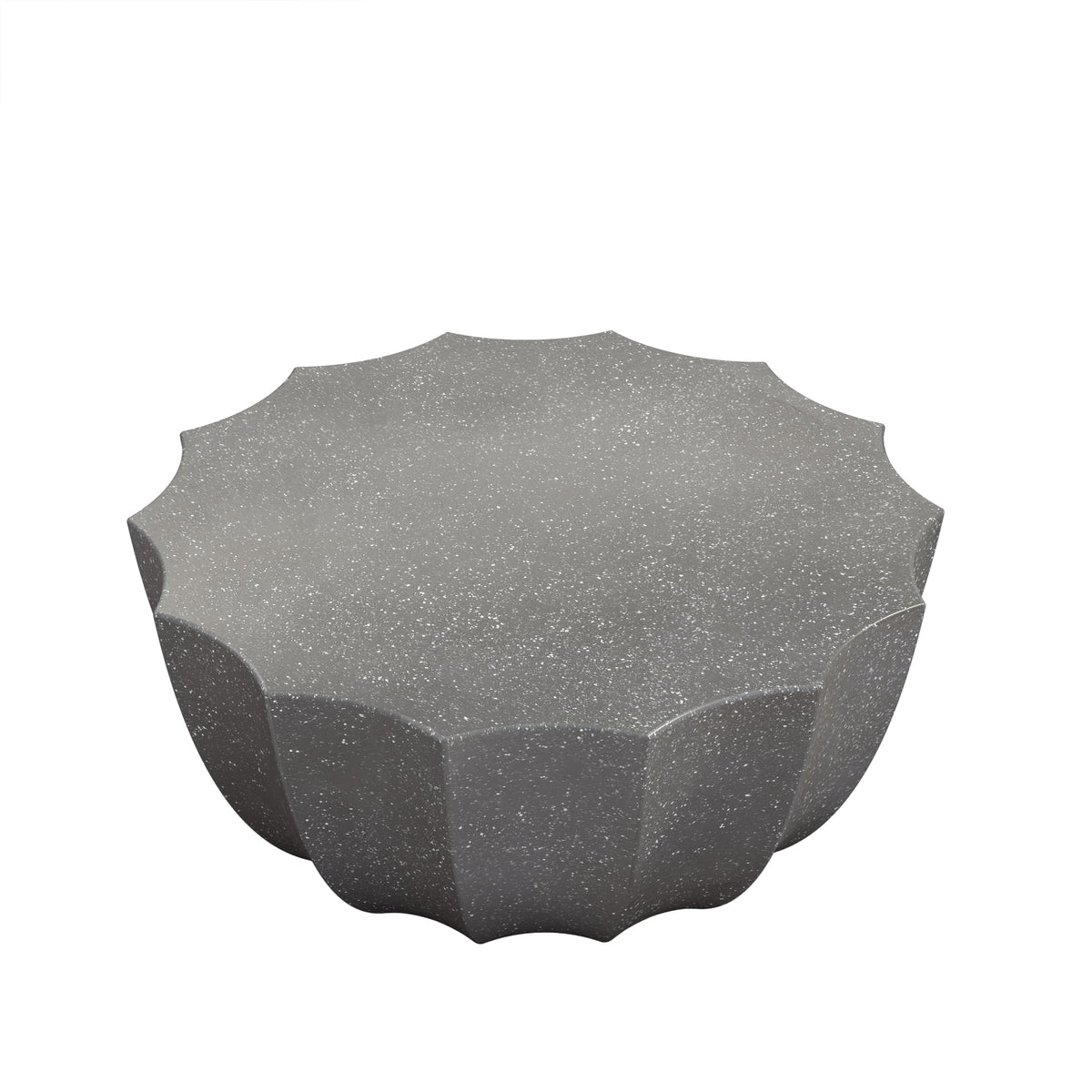 GDFStudio 35.43" Modern Indoor Outdoor Coffee Table, Waterproof Cement Round Table, MgO Concrete Circle Side Table, Creative Shape Small Table for Patio Backyard Living Room, Fully Assembled, Grey