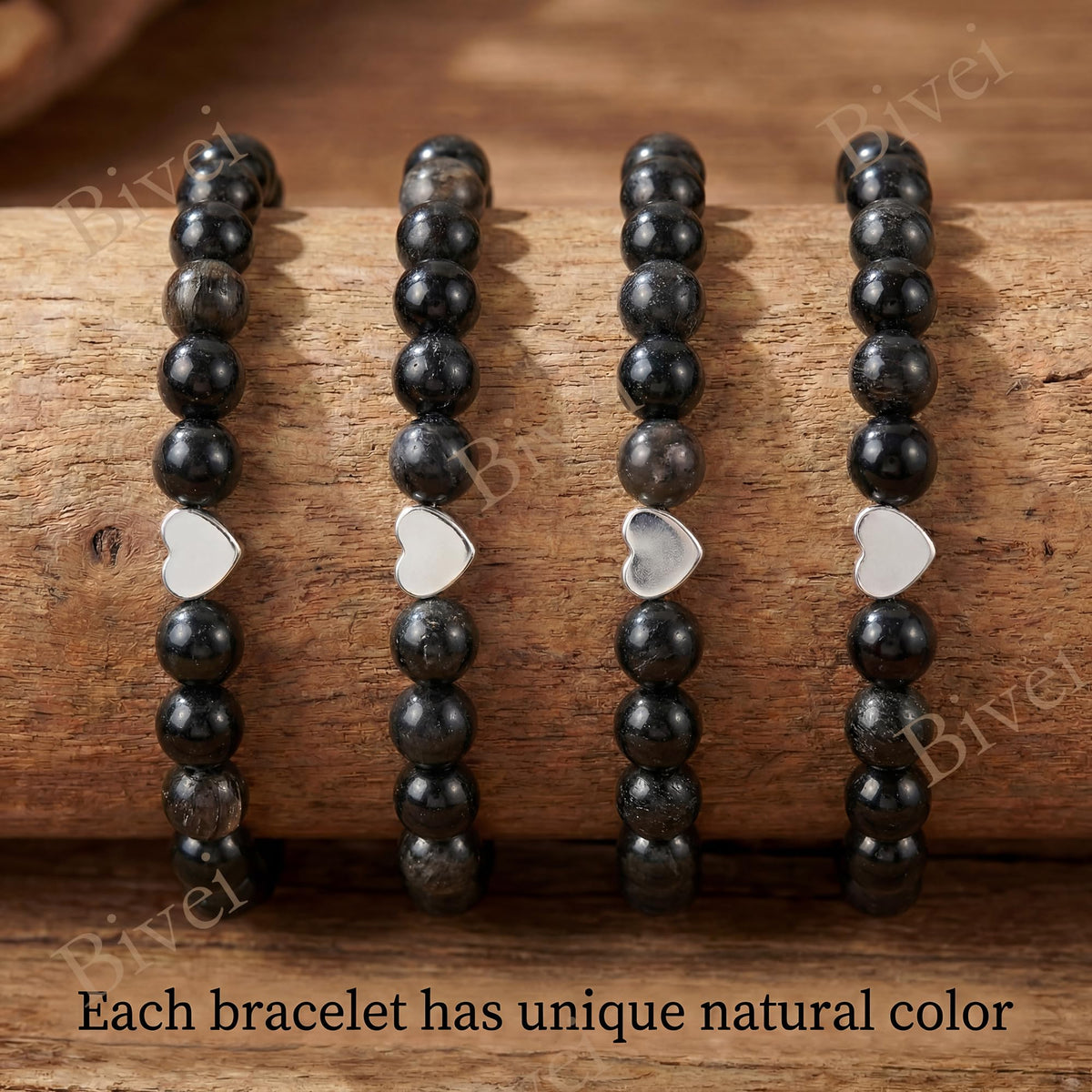 Bivei 6mm Black Tourmaline Crystal Stretch Bracelets for Women, Handmade Natural Stone Beaded Bracelet, Yoga Protection Jewelry Gift
