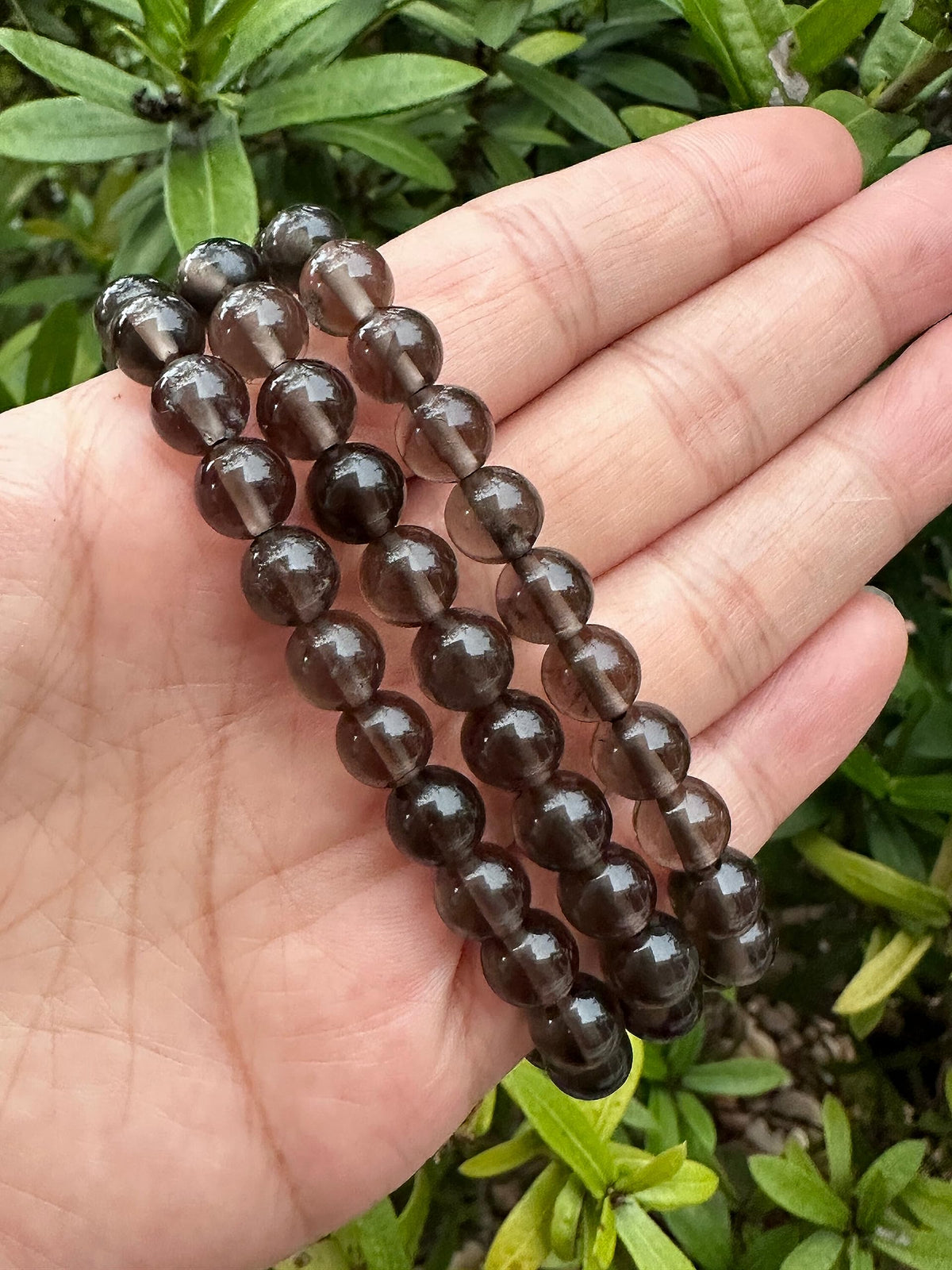 GAF TREASURES Smoky Obsidian Crystal Bead Bracelet 8mm, Genuine Smoky Obsidian Stretch Gemstone Bracelet, Healing Crystal Bracelet, Gift for Men & Women (1)