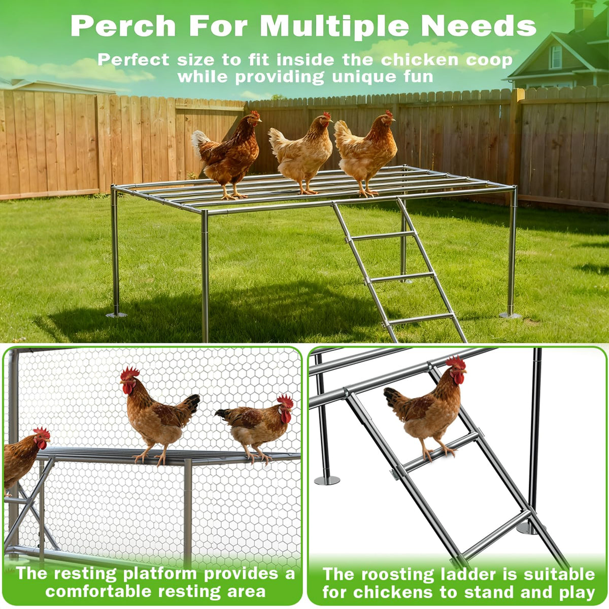 10x26FT Metal Chicken Coop, Dutch Door Chicken Run with Chicken Perch, Cover and Chicken Wire, Walk in Duck Pen for Backyard Poultry and Pet Farming