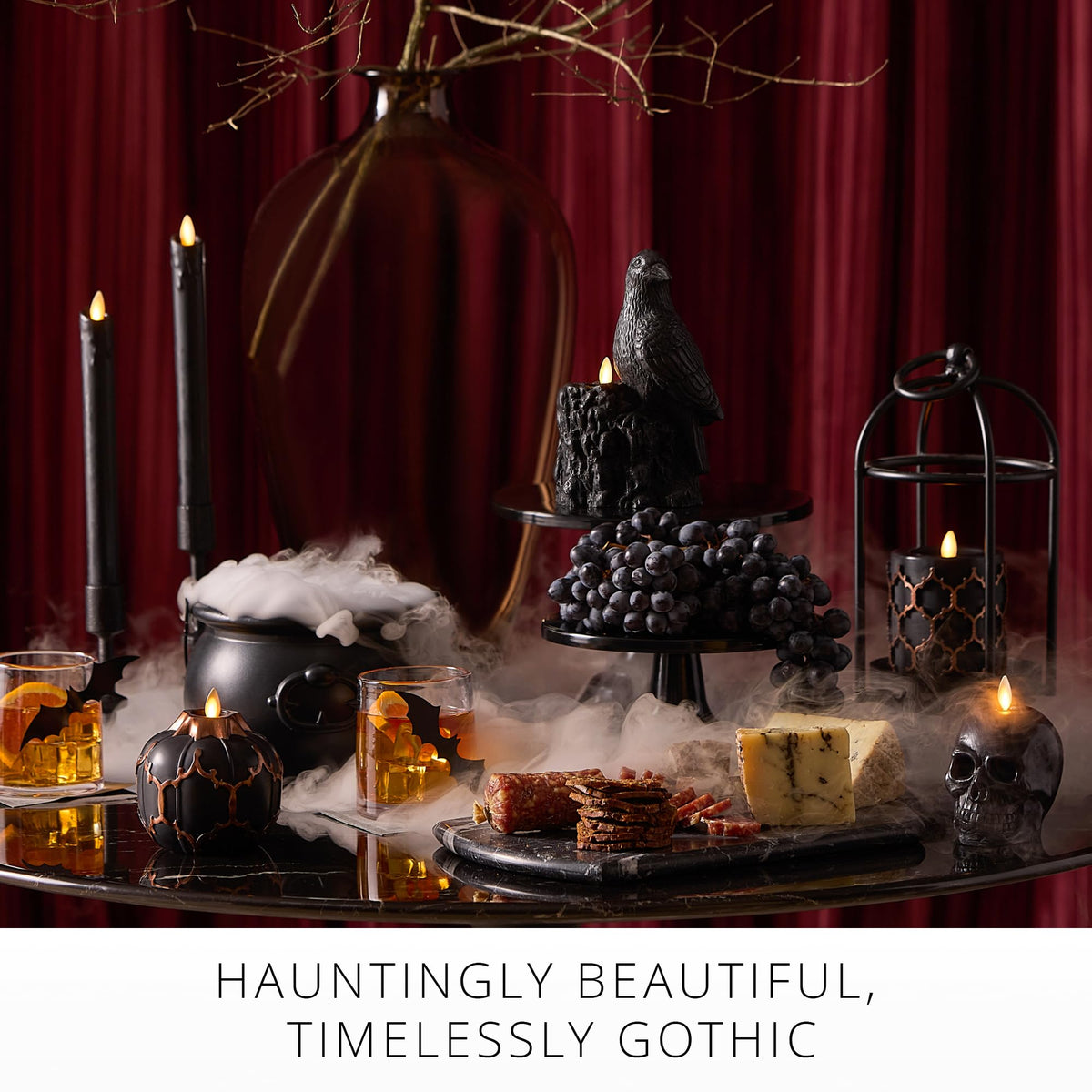 Luminara Black Embossed Fretwork Pumpkin Candle, 3.8" x 4.3" Flickering Flameless LED Light, AA Batteries (Sold Separately) w/Timer, Real Wax Indoor Fall Halloween Decor Table Mantel Decoration