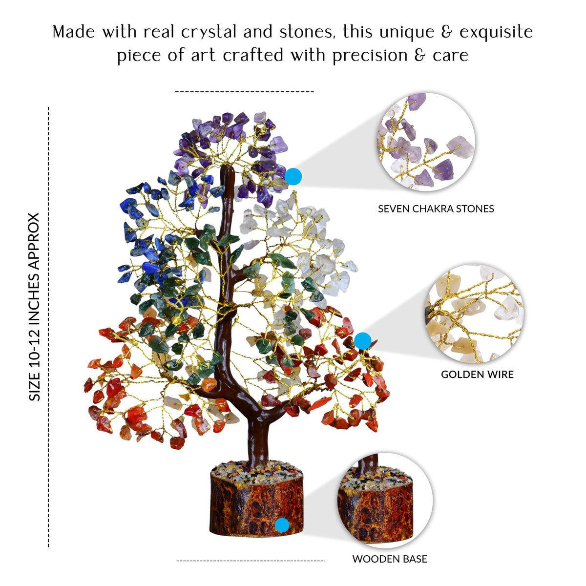 7 Chakra Tree Of Life Decor - Crystals, Birthday Gifts For Women - House Warming Gifts New Home - Bonsai Tree Home Decor - Meditation Accessories - Good Luck Office Decor - 300 Beads Chakra Stones