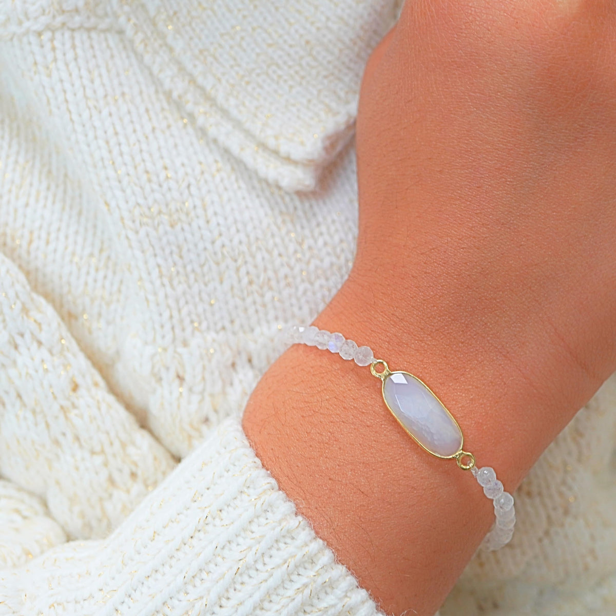 Moonstone Bracelet Birthday Gift for Girls, Toddler Bracelet with Certified 925 Sterling Silver 18K Gold Vermeil Moonstone Crystal Charm
