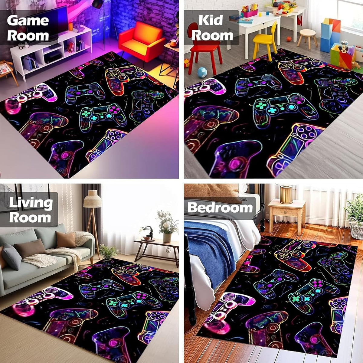 PERFECT LASER Gaming Area Rugs for Boys,Gaming Rug Boy Room Decor,Gaming Rugs for Gaming Room,Teen Game Player Video Gaming Rugs for Bedroom Living Room Playroom,Teen Game Player(47" x 31")