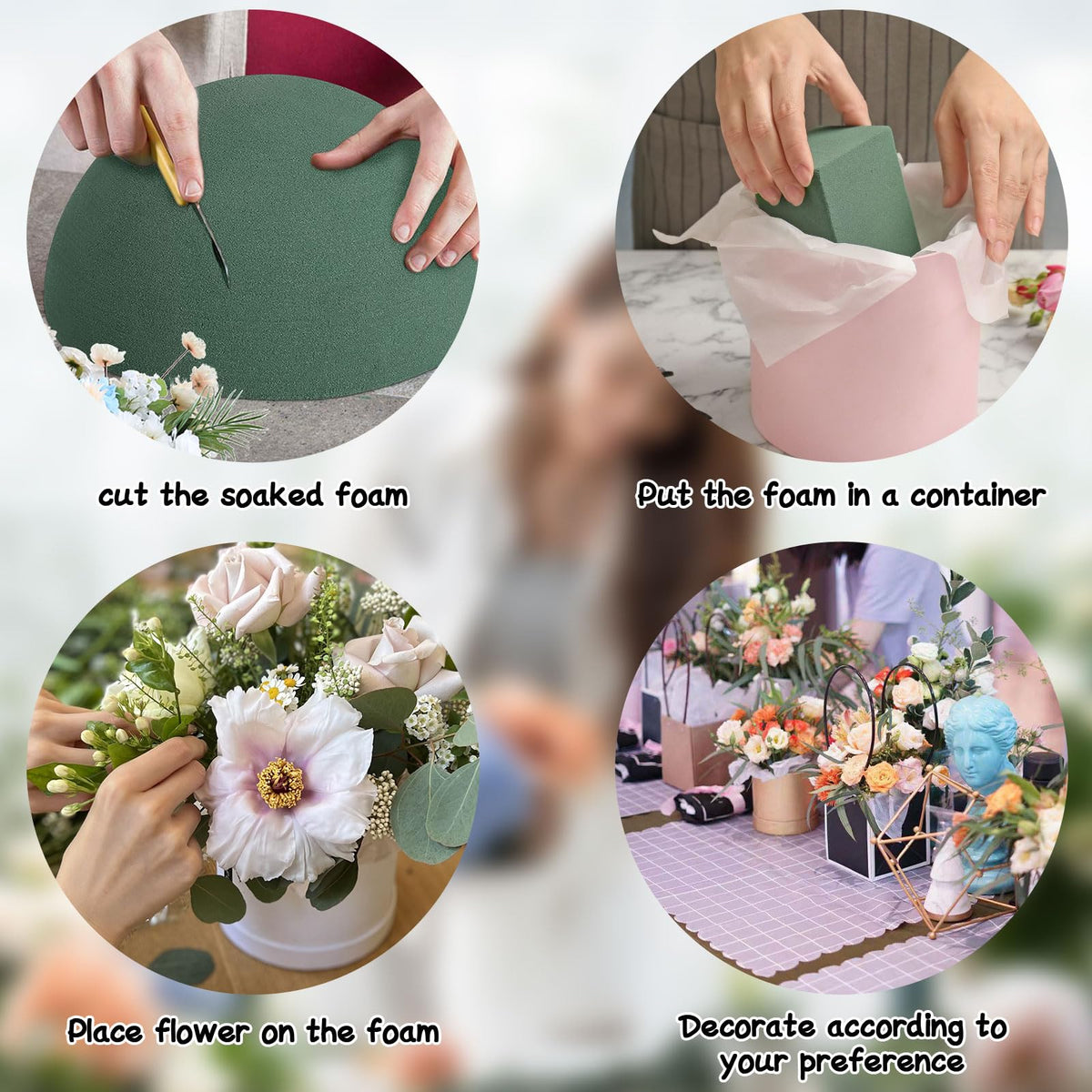 LOKIPA Floral Foam Round, 4 Pack Floral Dry Foam Half Ball for Artificial Plant Floral Arrangement and Wedding and Garden Decorations(5.51x2.76inch)