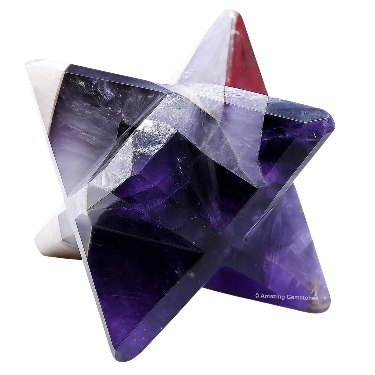 Amazing Gemstone Amethyst Merkaba Crystal - 1.5 Inches Metaphysical Merkaba Star for Meditation - Energetic Tetrahedron Crystal and Healing Stones for Spiritual Growth and Healing (35-40mm)