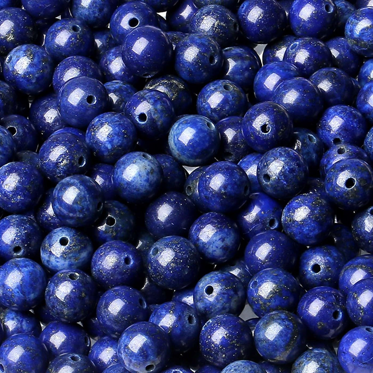 LAIDANLA Lapis Lazuli 8mm Natural Stone Beads Round Loose Gemstone Stone Beads for DIY Bracelet Necklace Earrings Jewelry Making Polishing Genuine Real Beading Crystal 96PCS 2 Strand 32"