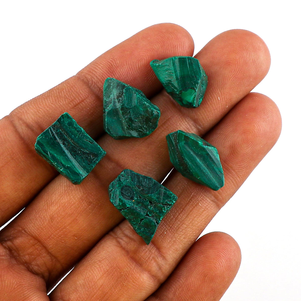 CRYSTALINES Wholesale 5pcs Natural Raw Malachite Gemstones, DIY Jewelry Making, High Grade Supply, Chakra Healing Crystals, Gem Collection, Rough Stones