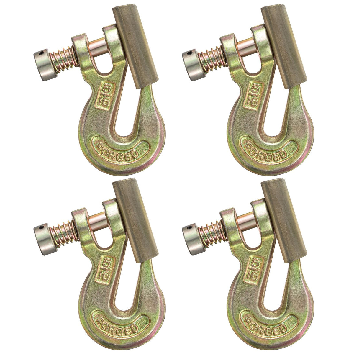 Otoolling 4 Pcs 5/16" Pin Lock Clevis Grab Hook with Latch Slip Hook G70 Steel Forged Safety Latch 4, 700lbs Capacity for Towing Trailer Winch Logging Transport Truck