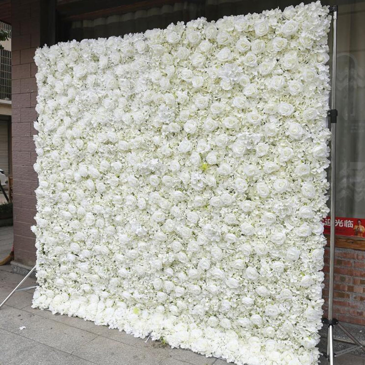 UYCVT Handmade Romantic White Rose Flower Wall Large Artificial Flower Wall Backdrop Panels, Wedding Backdrop 3D Floral Wall Fabric Flower Wall for Party Baby Shower Bridal Wed-1m*1m/3.28 * 3.28FT