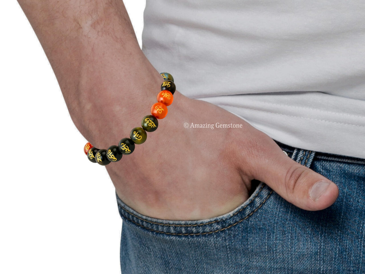 Amazing Gemstone Crystal Bracelet for Women Men's Gifts - Protection Healing Crystal Bracelet - 8mm Gemstone Beaded Stretchable Bracelet Pulseras Para Hombres Mujer Stocking Stuffers Mothers Day Gift (Padme Hum (Multi))