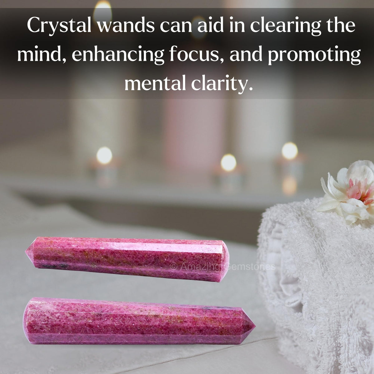 Amazing Gemstone Rhodonite Crystal Wand Massage Stick - Pelvic Wand Gua Sha for Adults - Crystals and Healing Stones Massage Wands for Adults Gifts (Pointed)
