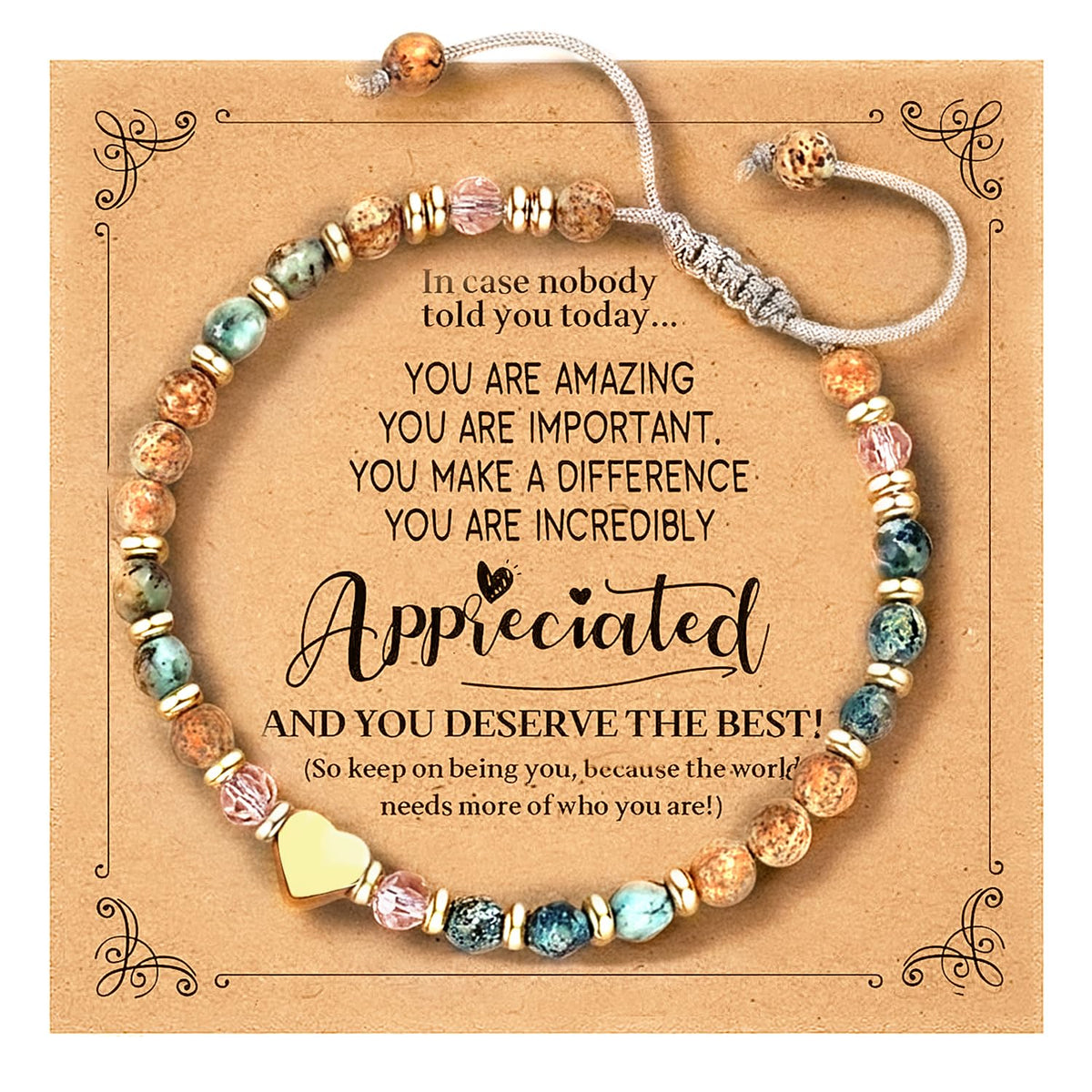 LUNADORN Inspirational Friendship Bracelets for Women – Healing Natural Stone Bracelets Thinking of You Get Well Soon Gifts for Women, Sister and Friends on Mother's Day, Celebrations, Birthdays, Stocking Stuffers