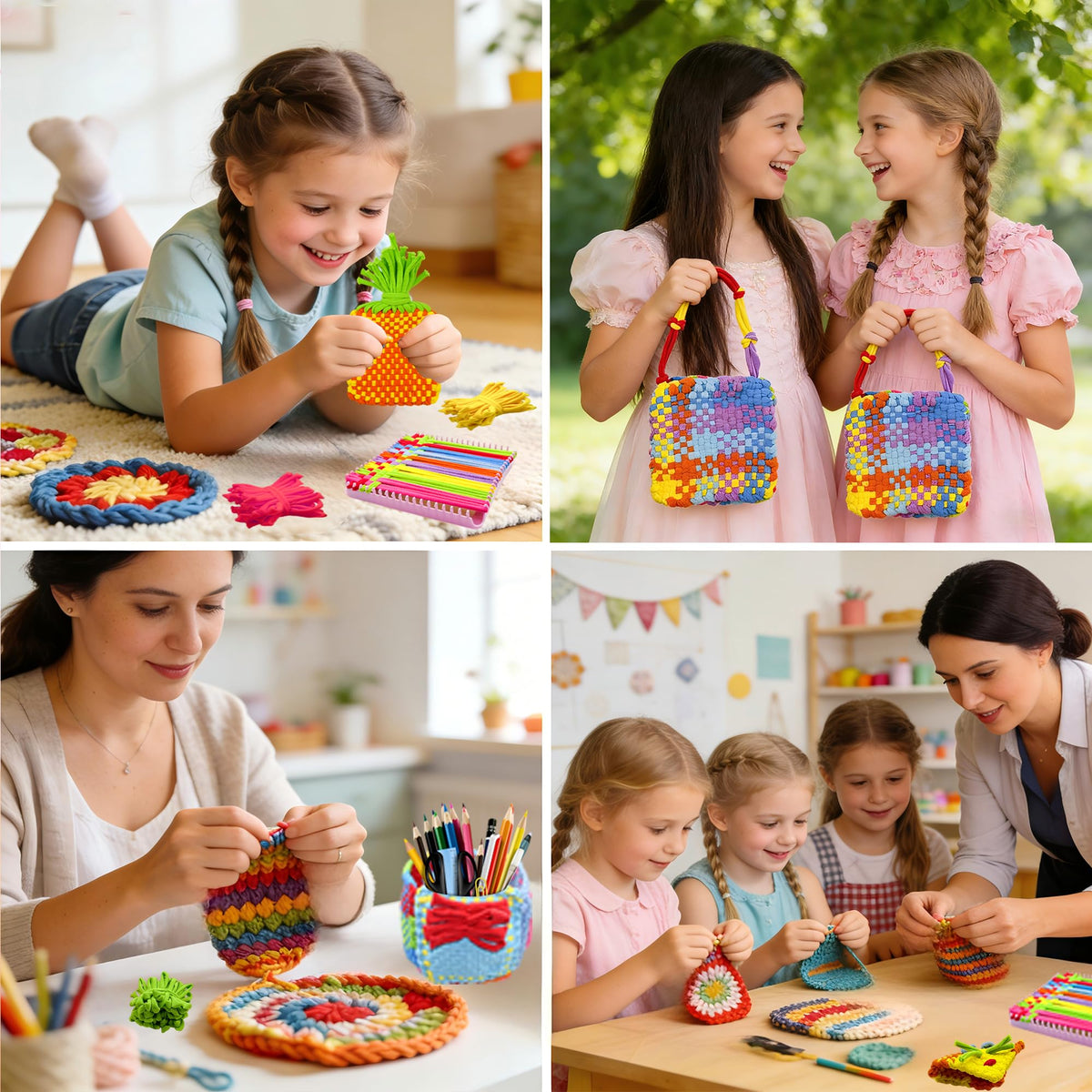 SOOHAOLISS 900pcs Weaving Loom Refill Loops for 7'' Weaving Loom, Potholder Loops in 9 Pastel Colors, Elastic Pot Holder Loom Refills, Nylon Loom Bands for Kids, Adults, Ideal Gifts for Girls
