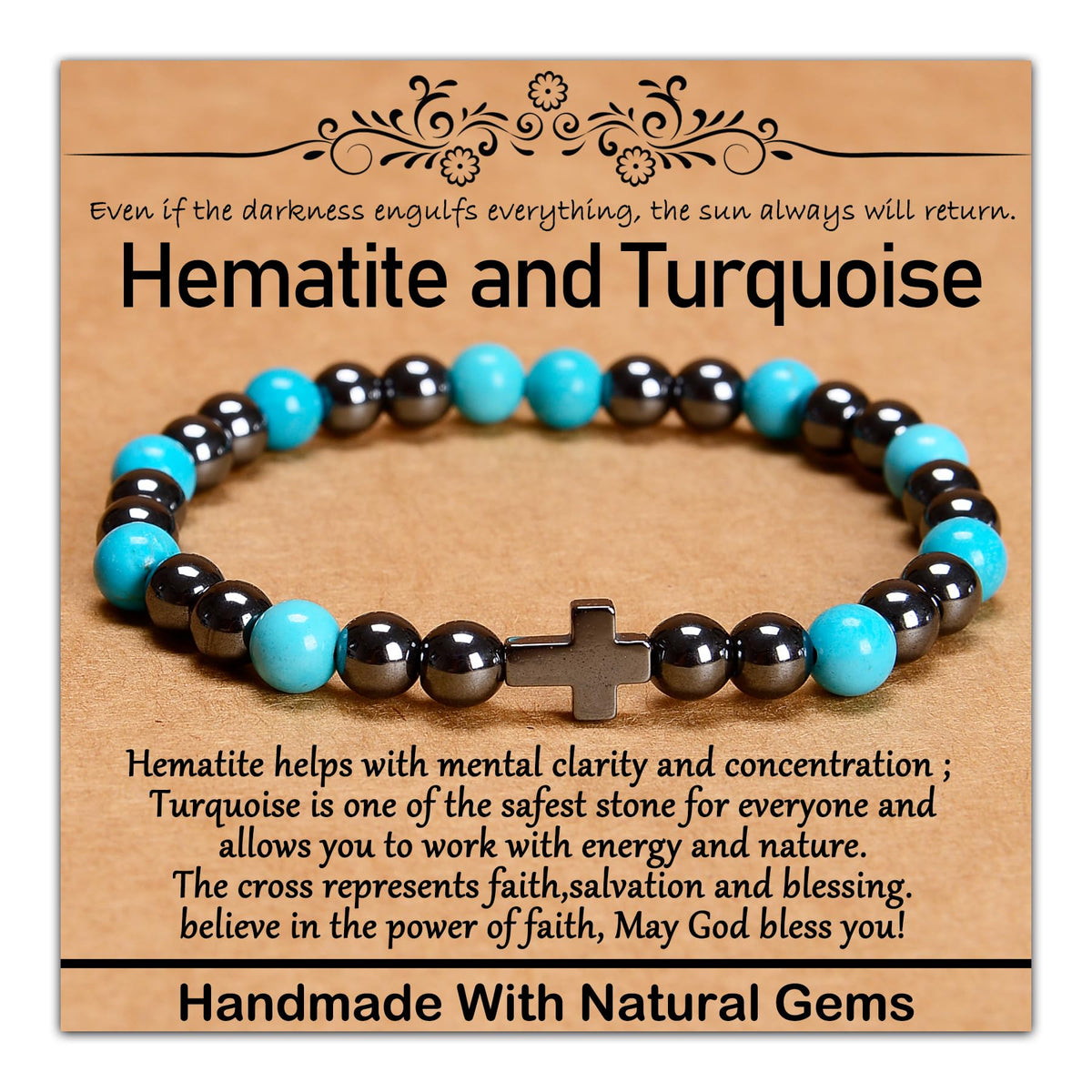 CHCCOYE 6mm Natural Healing Gemstone Bracelet Handmade Yoga Stretch Elastic Bracelet Stress Relief Crystal Jewelry for Men and Women (6mm FAITH)