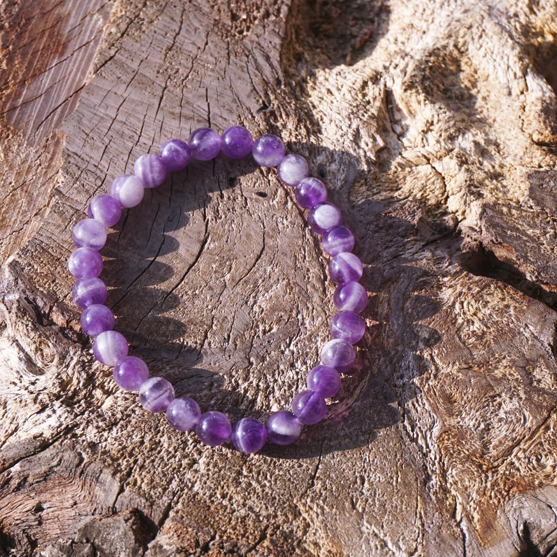 6mm Dream Amethyst Bracelet | Ethereal Crown Chakra Purple Crystal with White Inclusions - Handmade Meditation Spiritual Jewelry for Peace & Intuition | Beading Tool Kit - Fits for 6-7" Small Wrist