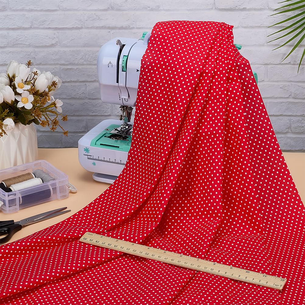 FINGERINSPIRE Red Mini Polka Dot Fat Quarters Quilting Fabric Bundles, 40x62 Inch Cotton Patchwork Fabric Sewing Craft for Handmade Craft Making Supplies Clothing Accessories