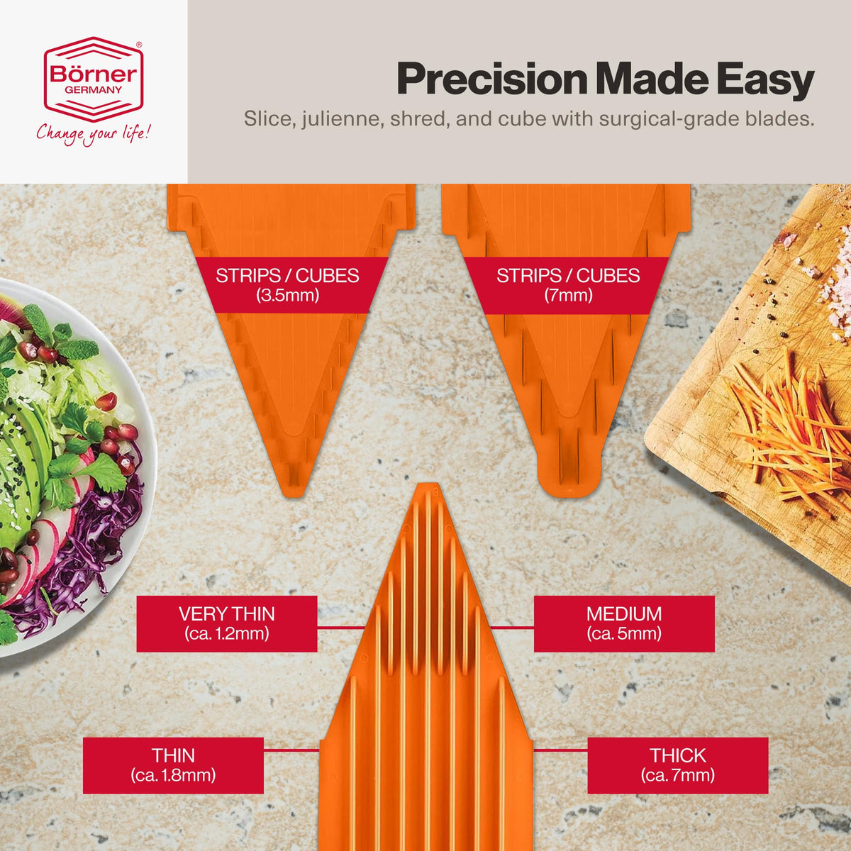 Swissmar Borner V-1001 V-Slicer Plus Mandoline 5 Piece Set (Orange)