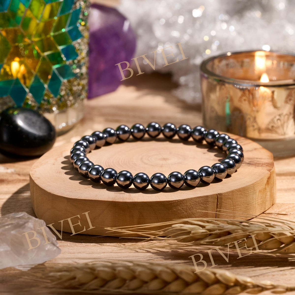 Hematite - Mental Mastery - 6mm Beaded Bracelets for Women Handmade Semi Precious Natural Stone Stretch Elastic Jewelry Yoga Protection Gifts Small