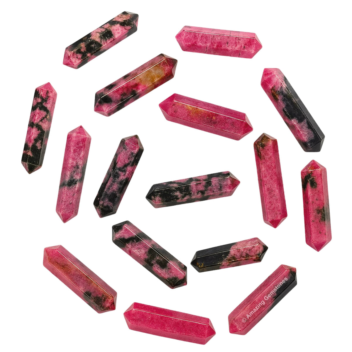 Amazing Gemstone Rhodonite Crystal Points Bulk Healing Crystals - Pack of 3 Double Terminated Healing Wand Point Bulk Crystals for Crafts,Crystal Grid,DIY Work - Premium Crystals for Beginners Gifts