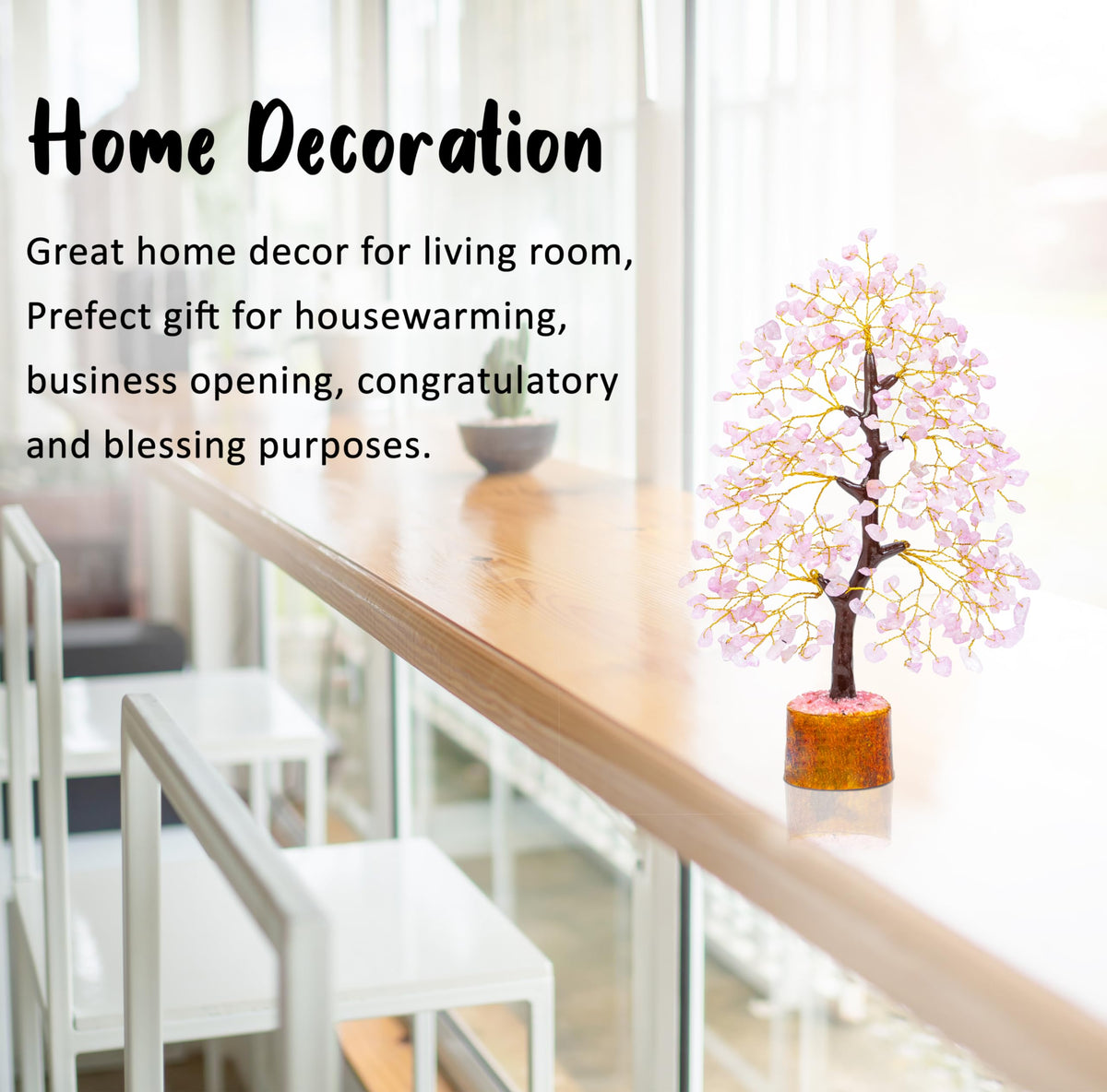 Crocon® Rose Quartz Crystals Tree, Birthday Gifts for Women & Men, Pink Home Decor for Shelf, Healing Crystals Spiritual Gift, House Warming Gift New Home, Birthday Gifts - Mom, Sister & Wife