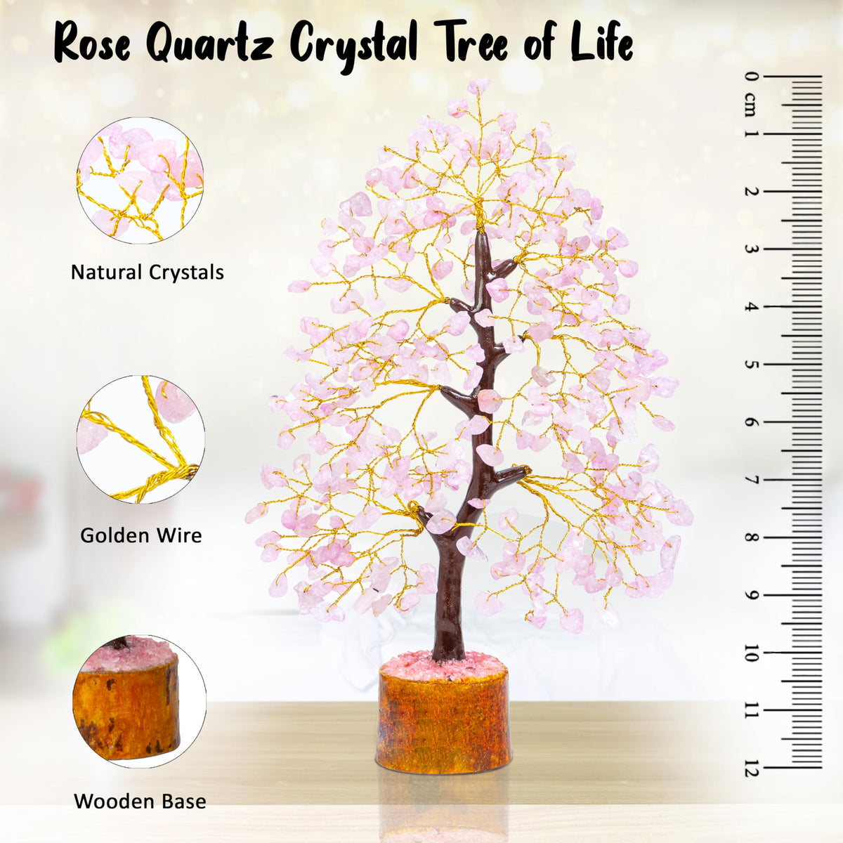 Crocon® Rose Quartz Crystals Tree, Birthday Gifts for Women & Men, Pink Home Decor for Shelf, Healing Crystals Spiritual Gift, House Warming Gift New Home, Birthday Gifts - Mom, Sister & Wife