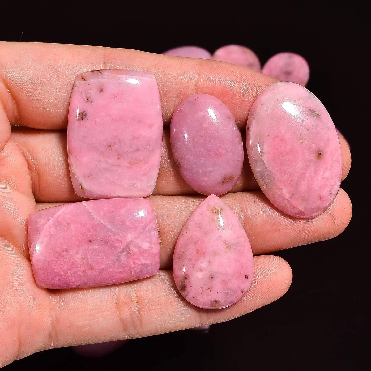 Gemkora 3pcs Petalite Gemstone Wholesale Cabochons Lot, Jewelry Making Loose Gemstone, Polished Home Decor Specimen, DIY, Wire Wrapping, Reiki, Healing Crystals, Bulk Gemstone Deal