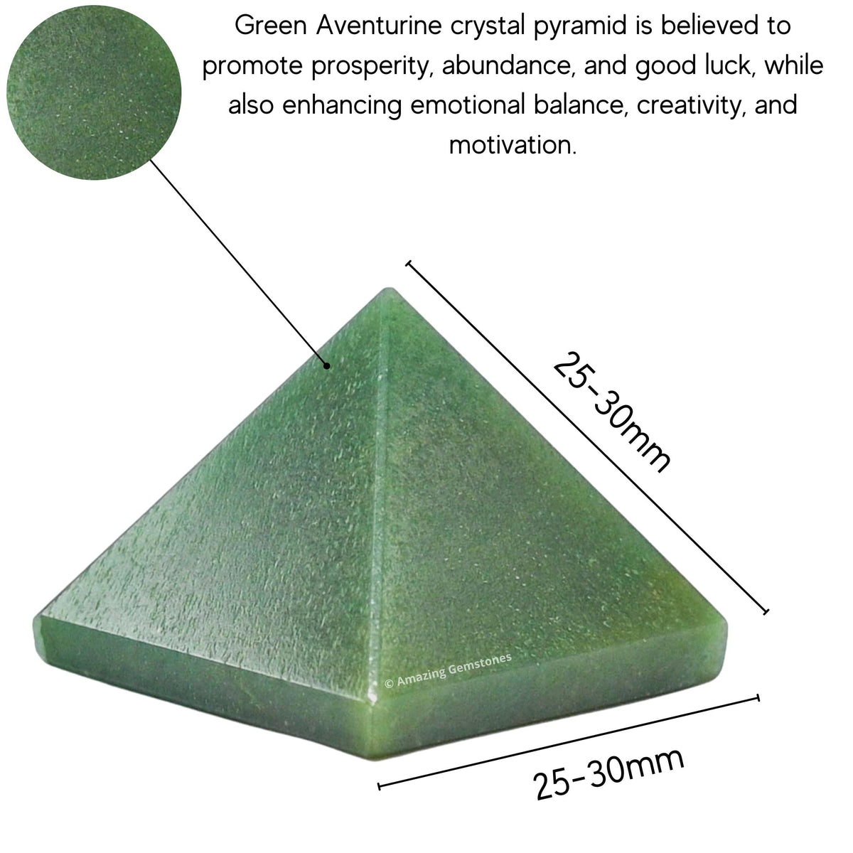 Amazing Gemstone Dark Green Aventurine Pyramid Crystal Healing Stones - 1" Great Pyramid Figurine of Natural Stone Pyramid for Meditation, Reiki, Chakra Balancing and Crystal Pyramids Grid